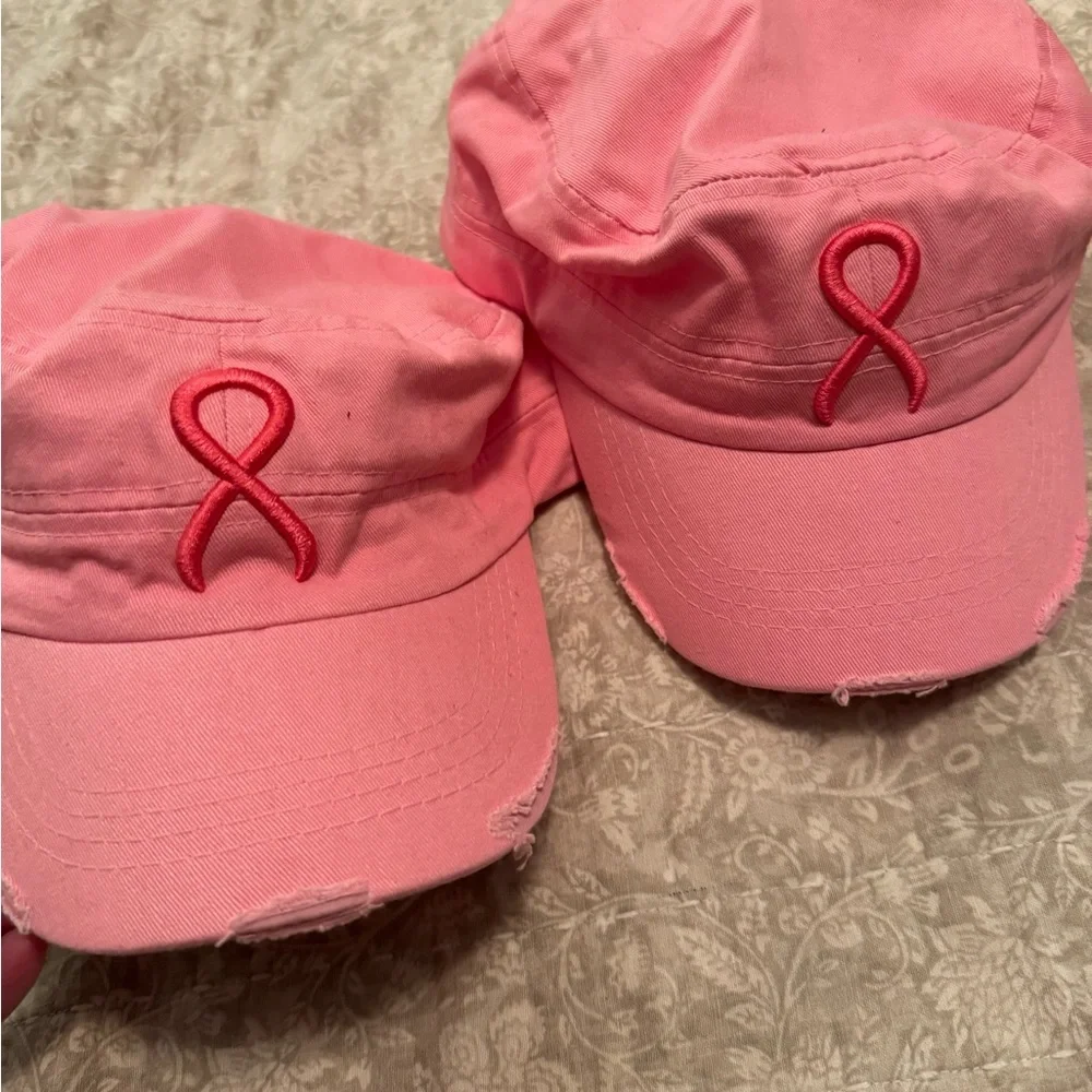 Pink Ribbon Embroidered Caps - Picture 1 of 7